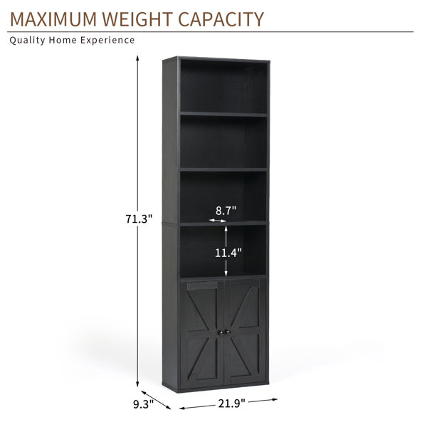 Gracie Oaks Walli 71.3"H,4tier Bookshelves and Bookcases with Door